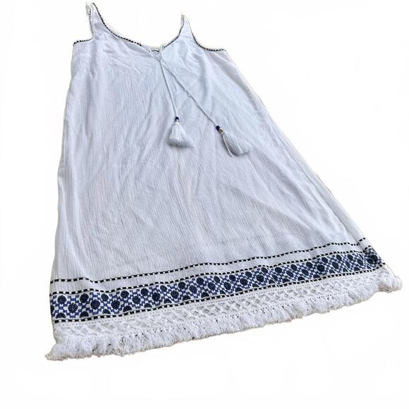 J.crew cotton guazy semi sheer beach cover up dress tassels boho sz s - Picture 8 of 10